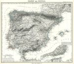 Spain & Portugal map, 1877