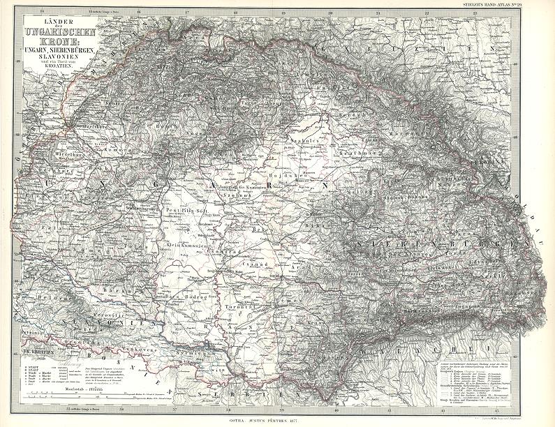 Hungary map, 1877