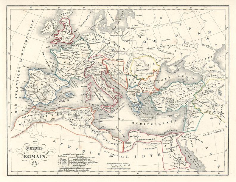 Roman Empire map, 1835