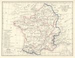 Ancient France map, 1835