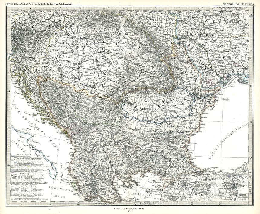 Caucasus & south west Russia map, 1877