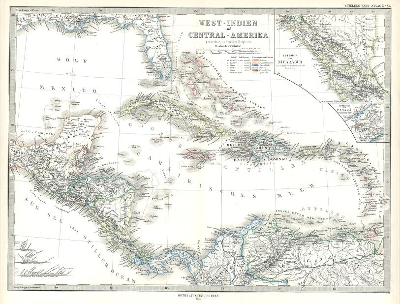 West Indies map, 1877