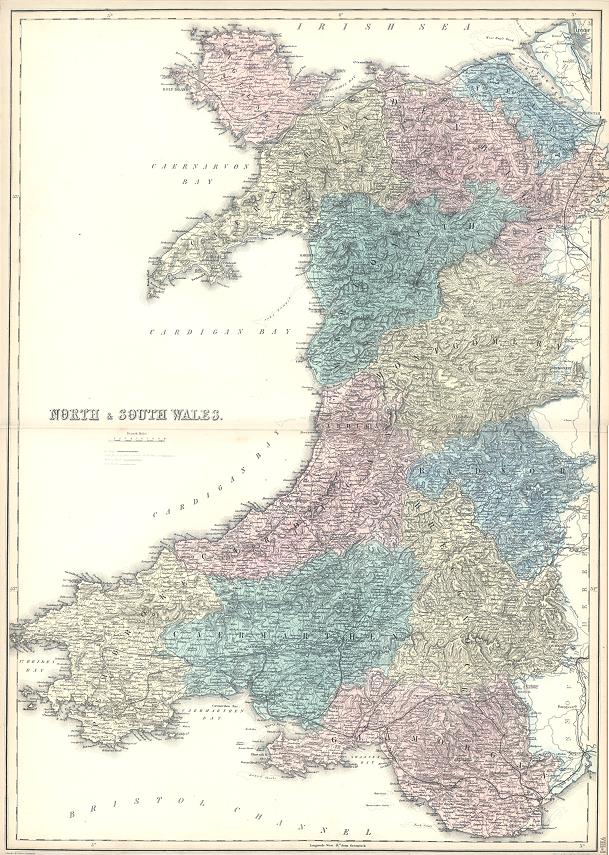 Wales, large map, 1856