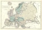 Europe map, 1856