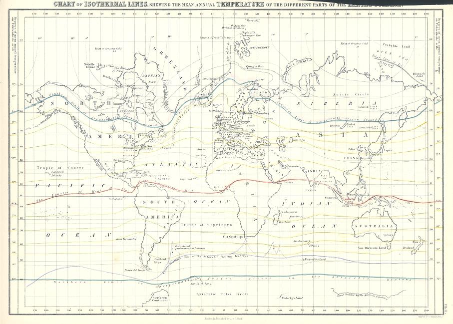 World Physical, Isothermal Lines, 1856