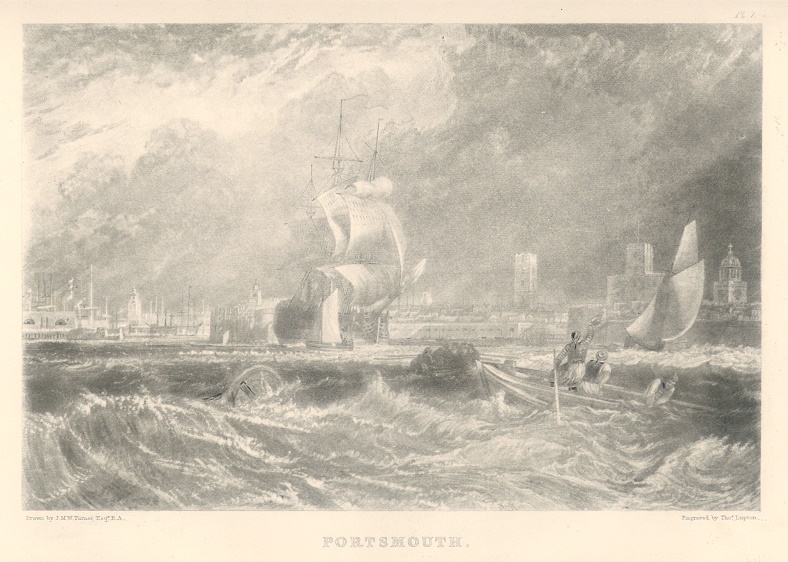 Hampshire, Portsmouth view, Turner/Lupton mezzotint, 1877
