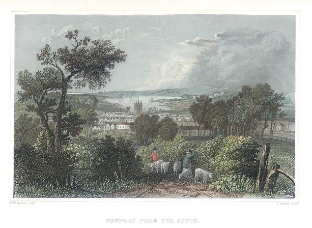 Isle of Wight, Newport from the South, 1834