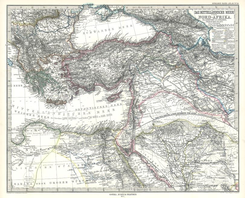 Eastern Mediterranean Sea, Egypt, Turkey & Middle East, 1877