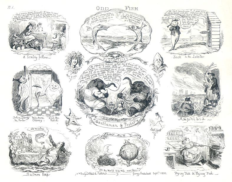 'Tit Bits', food related caricatures by Henry Heath, Ackermann, 1830