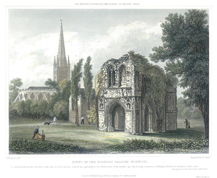 Norwich, Ruins in the Bishops Garden, 1829