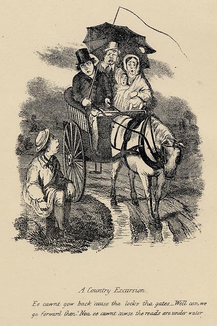 Cockney social caricature, family outing, Robert Seymour, 1835 / 1878