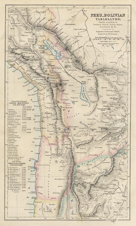 Peru-Bolivian Tablelands map, 1856