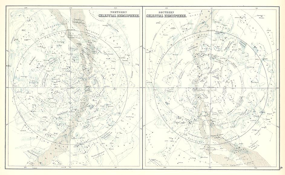 Celestial hemispheres, 1898