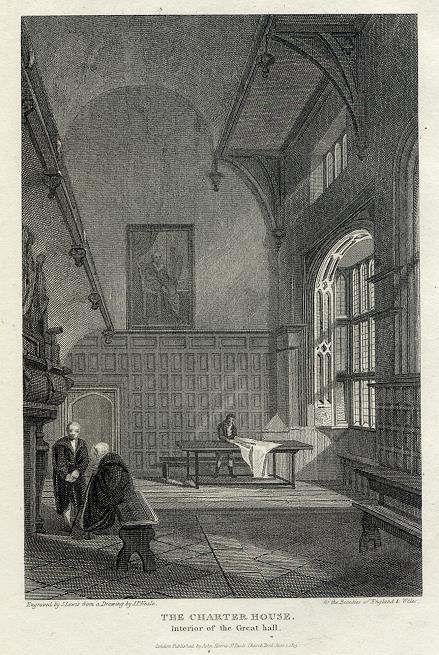 London, The Charterhouse, Interior of the Great Hall, 1815