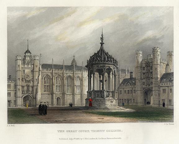 Cambridge, Trinity College, the Great Court, 1837