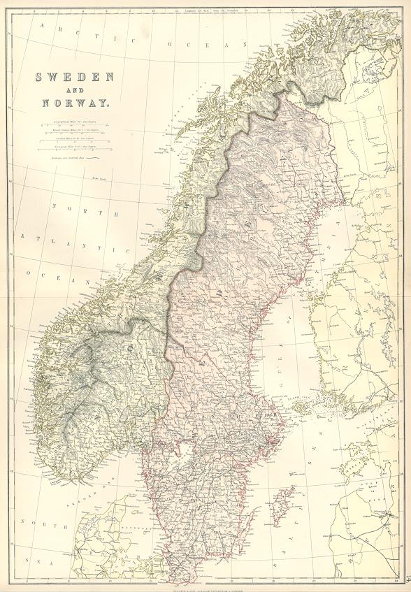 Sweden & Norway map, 1898