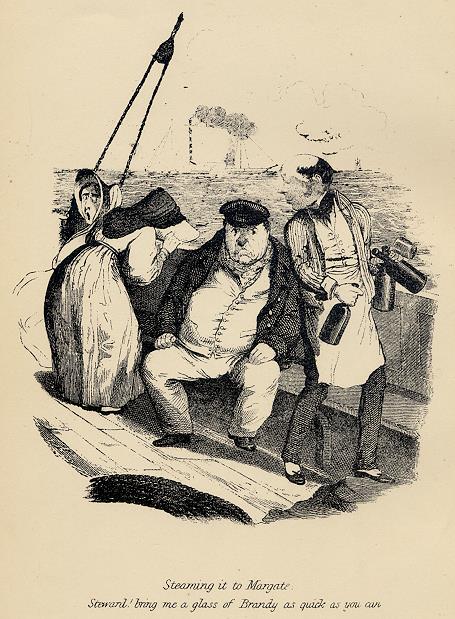 Cockney social caricature, Margate Steamer, Robert Seymour, 1835 / 1878