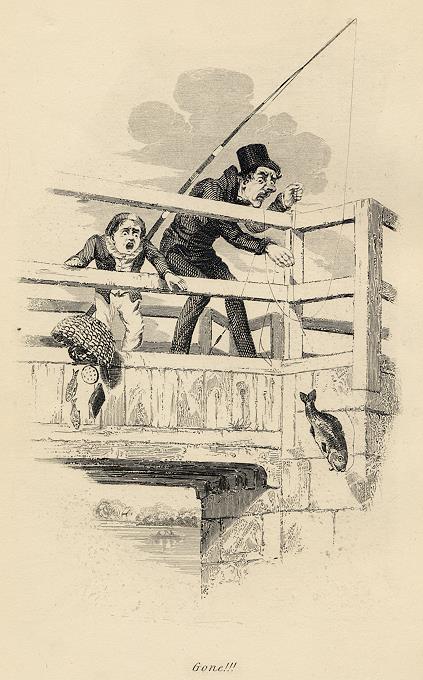 Cockney social caricature, Fishing, Robert Seymour, 1835 / 1878