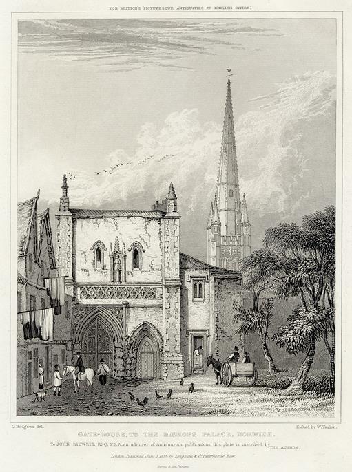 Norwich, Gatehouse to the Bishop's Palace, 1830