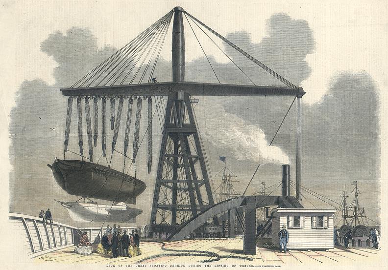 Deck of a Floating Derrick used for Wrecks, 1859