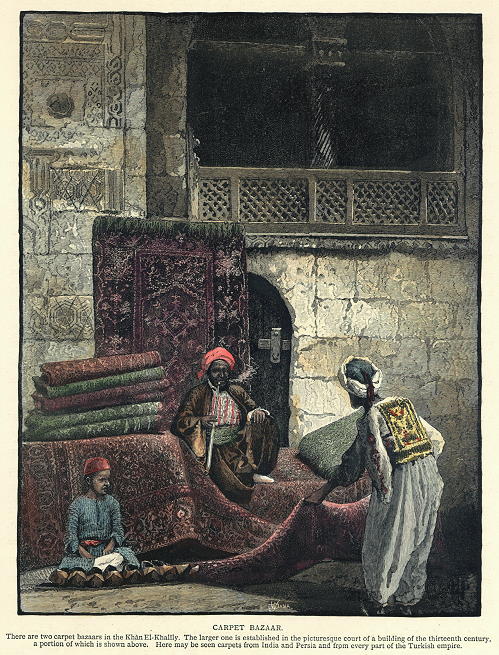 Egypt, Cairo, Carpet Bazaar, 1880