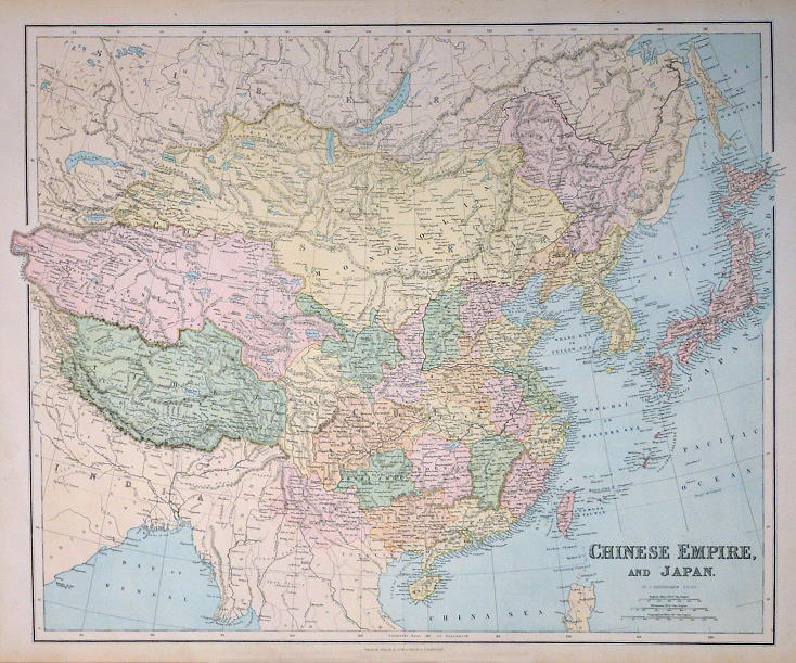 China and Japan, large map, 1867