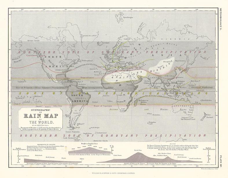 World, Rainfall Map, 1850