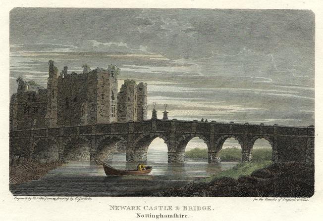 Nottinghamshire, Newark Castle & Bridge, 1802