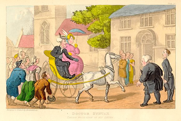 Dr. Syntax Taking Posession of his Living, aquatint, 1840