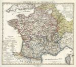 France, language distribution, Berghaus, 1852