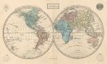 World map in hemispheres, 1847