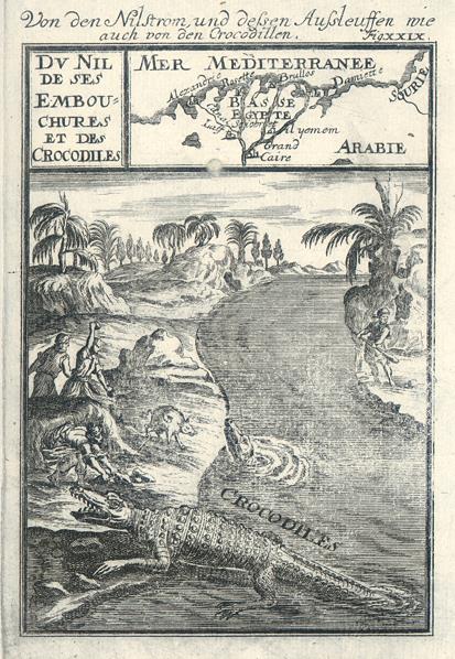 Egypt, Crocodile & Nile Delta, Mallet, 1683
