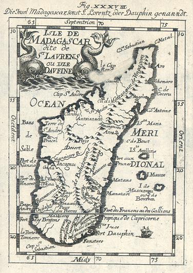 Madagascar map, Mallet, 1683