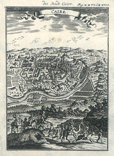 Egypt, Cairo plan / view, Mallet, 1683