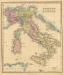 Italy map, 1847