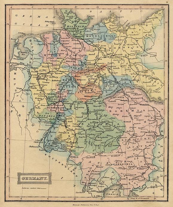 Germany map, 1847
