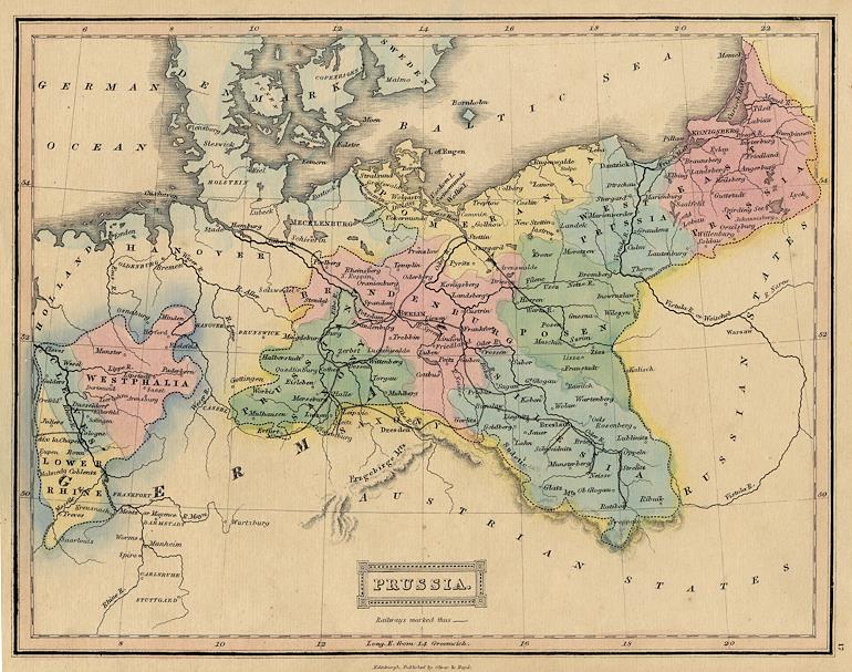 Prussia map, 1847