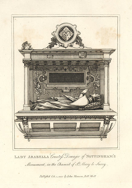 London, Monument of Lady Arabella in St.Mary le Savoy, 1800