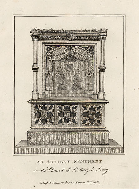 London, Ancient Monument in St.Mary le Savoy, 1800