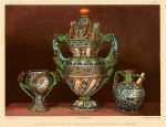Decorative print, Ceramic Art, (Faenza vases and jug), 1858