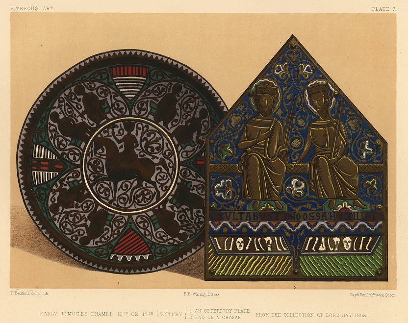 Decorative print, Vitreous Art, (12th or 13th century Limoges Enamel), 1858