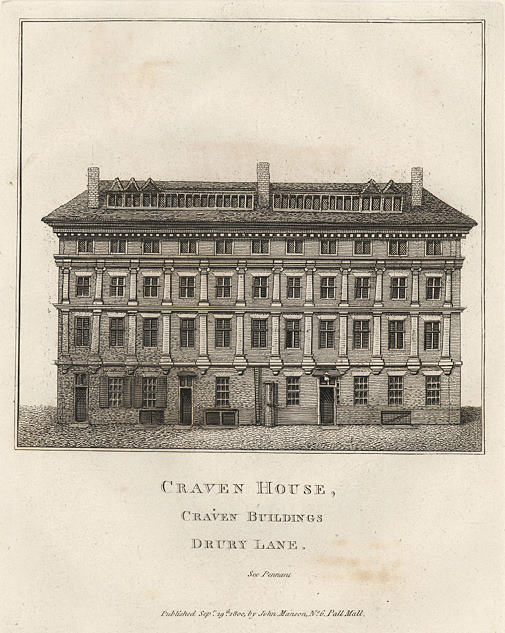 London, Drury Lane, Craven House, 1801