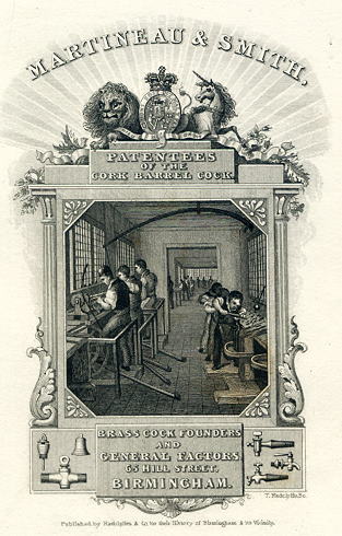 Birmingham, Brass Founders & General Factors Trade Card, 1836