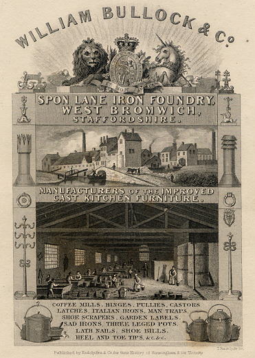 Birmingham, Spon Lane Iron Foundry Trade Card, 1836