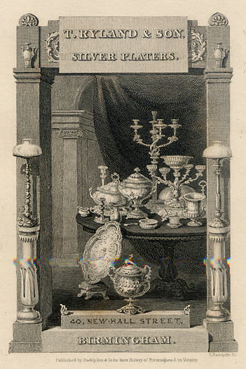 Birmingham, T.Ryland & Son, Silver Platers, Trade Card, 1836