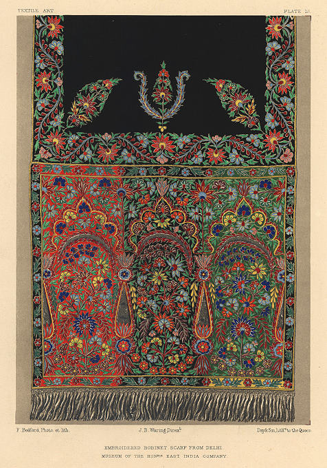 Decorative print, Textile Art, (Indian embroidered Bobinet Scarf), 1858