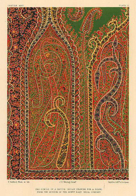 Decorative print, Textile Art, (Indian drawing for a shawl), 1858