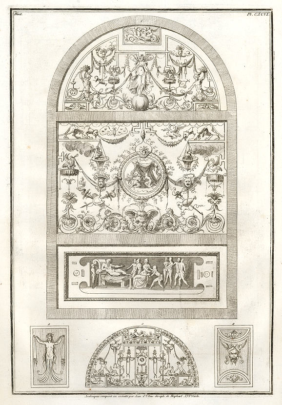 Arabesque compositions by Jean d'Udine, 16th century, 1823