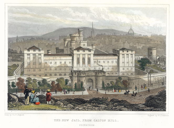 Edinburgh, The New Jail from Calton Hill, 1831
