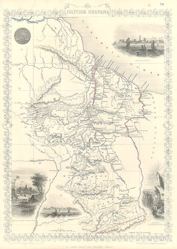 British Guayana, Tallis/Rapkin map, 1853